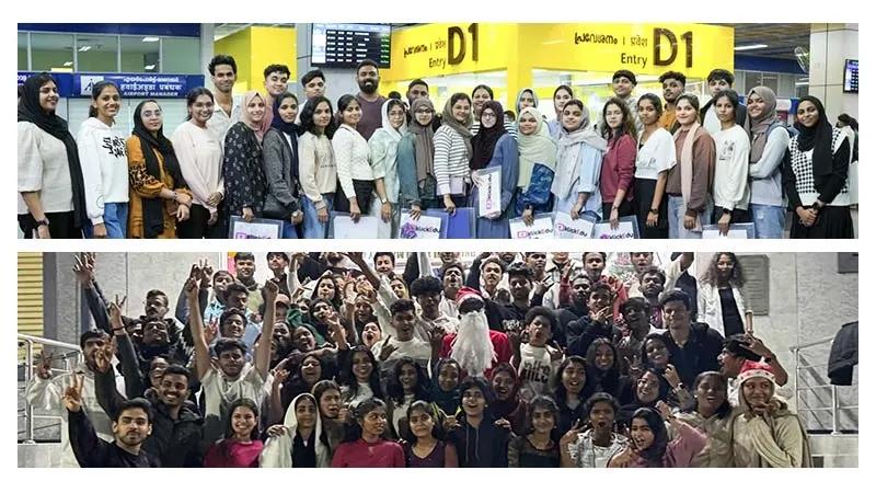 Students at the airport